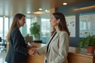 Femme en tenue professionnelle à la mairie