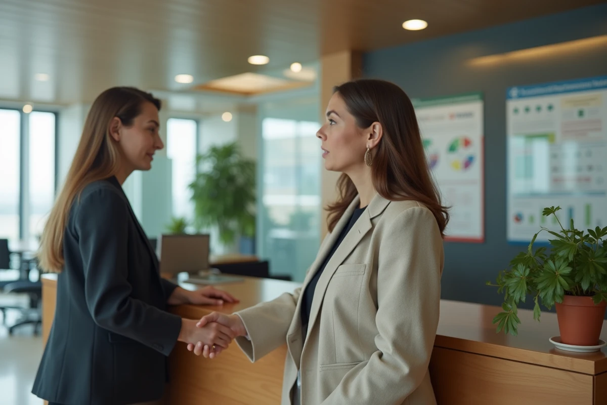 Femme en tenue professionnelle à la mairie