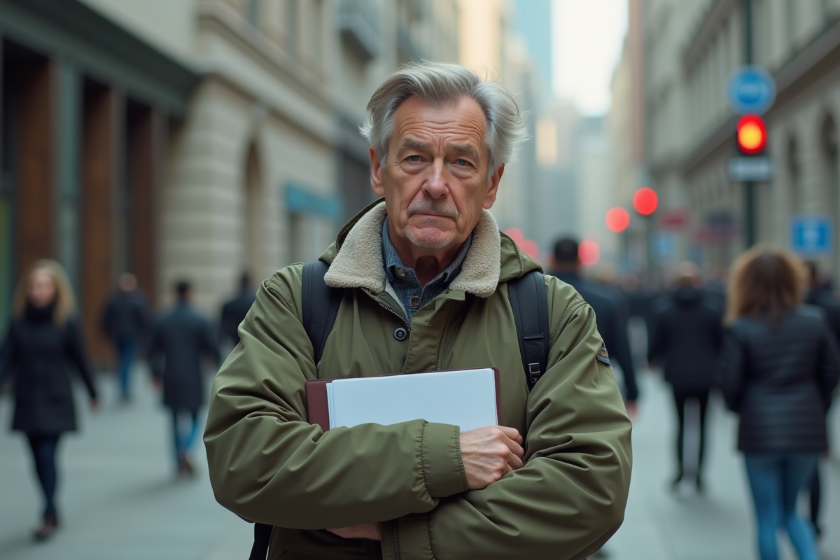 Homme d âge moyen dans la rue tenant un dossier