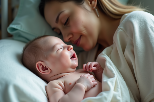 Bébé nouveau-né dans la maternité avec mère