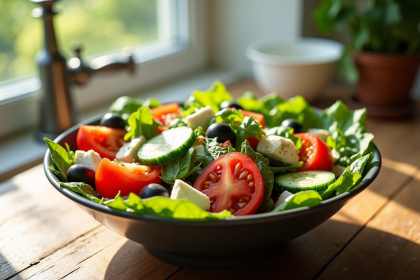 Salade méditerranéenne colorée et fraîche dans un bol