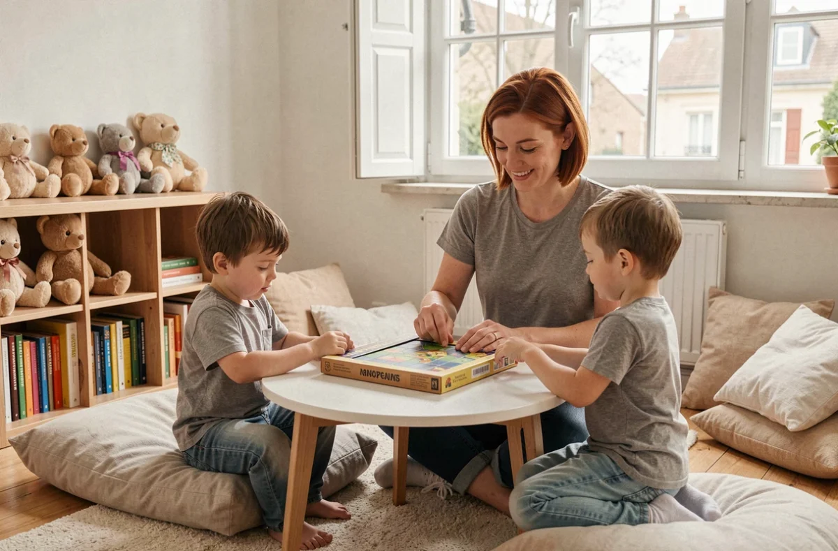 Scie animant un jeu de société avec des enfants de plus de 3 ans dans un salon de Lille